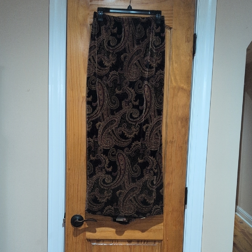 Coldwater Creek Black and Brown Paisley Long Skirt size S
